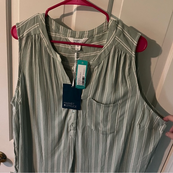 Stitch Fix, Market & Spruce Prat Sleeveless Henley Green Blouse 2X NWT - Picture 6 of 7